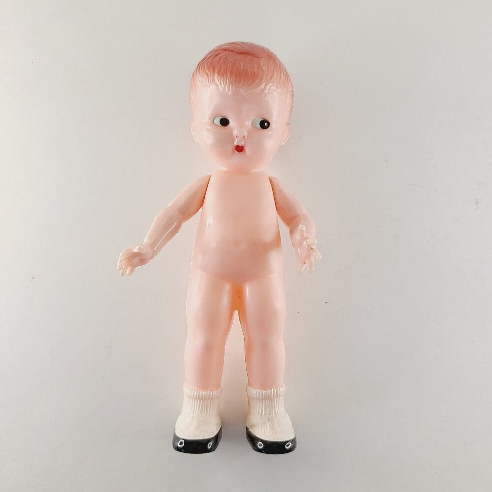 Vintage KNICKERBOCKER Boy BABY DOLL Plastic Jointed Arms 6"